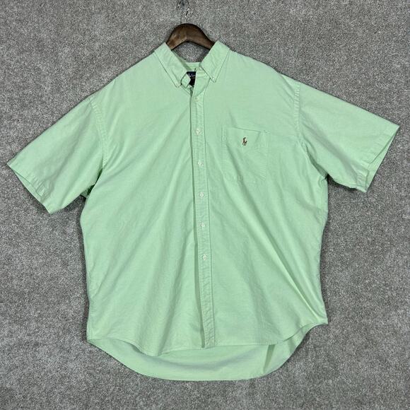 Ralph Lauren Green Short Sleeve Blake Button Down Shirt Size XXL 100% Cotton - Picture 1 of 6